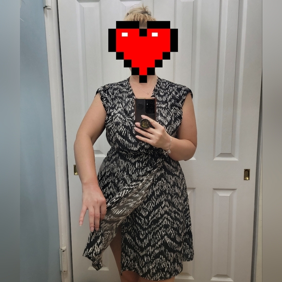 H&M Black n White Short Faux Wrap Dress sz 4 sz 12 - Picture 1 of 8